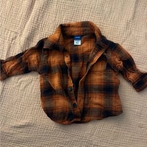 Old Navy Kids Flannel Plaid Shirt in Orange and Black